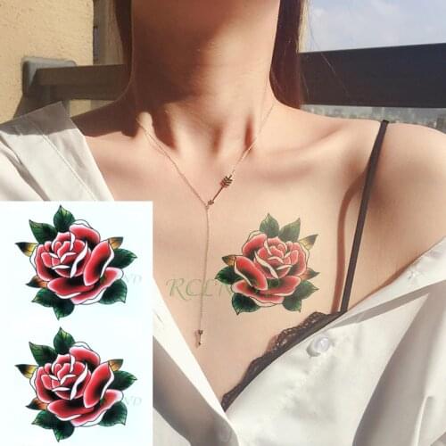Waterproof Temporary Tattoo Sticker rose flower Tatto Flash Tatoo Fake Tattoos Tatouage Wrist foot hand For Girl Women femme