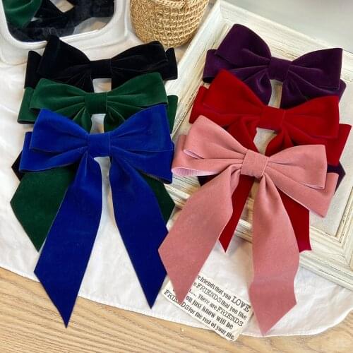 Red Black Velvet Big Bow Hairpin For Women Girls Satin Trendy Ladies Hair Clip Cute Barrette Oversize Floral Hair Accessories