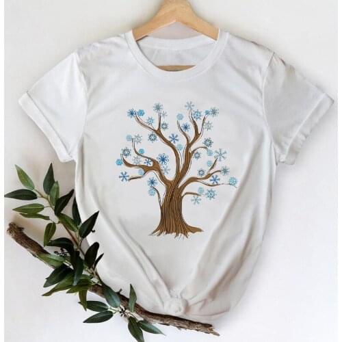 T-shirts for Women 2021 90s Spring Summer Tree Fashion Aesthetic Printing Top Lady Print Stylish Tshirt Girl Tee T-Shirt