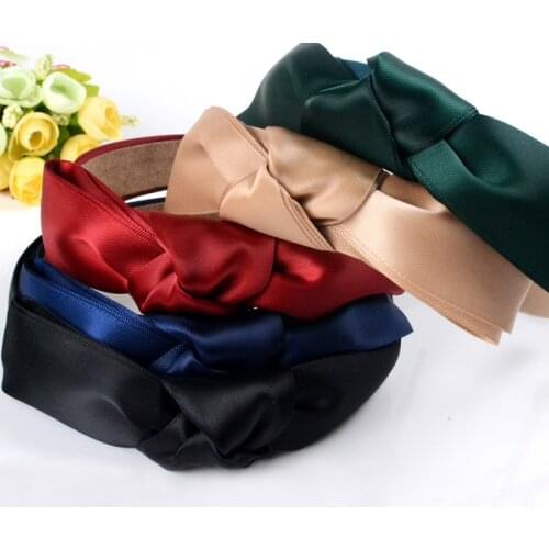 Top Knot Turban Headband Style Solid Elastic Hairband Hair Accessories No Slip Stay on Knotted Head band Women