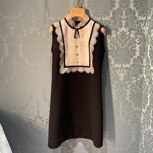 Vintage White Black Ruffles Patchwork Woman Dress 2021 Korean Fashion Sleeveless A-line Mini Dresses Summer Robe Femme