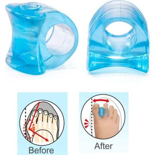 2020 Hot New 2pcs Blue Soft Silicone Gel Toe Separator Hallux Valgus Bunion Spacers Thumbs Thumb Corrector Foot Care Tool