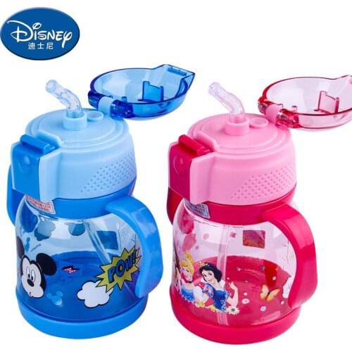 360ML Disney Mickey Mouse Children Cup Primary School Boy Girl Plastic Sippy Cup Water Kettle Kindergarten Strap Bottle