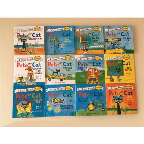 4 Books 13x13cm Picture Books For Kids Children Baby English Pete Cat Series Storybook Child IQ EQ Training Bedtime Stories Book