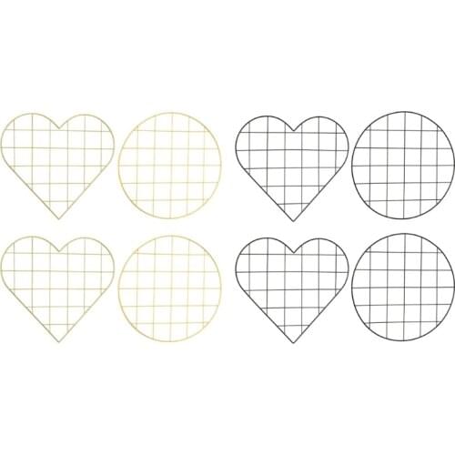 4pcs Round Heart Mesh Grid Wall Photo Postcards Display Organizer DIY Pictures 667A