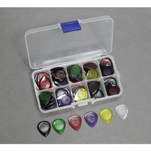 40pcs Durable Clear Small / Large Size Jazz Music Guitar Picks Pick Plectrum 1.0/2.0/3.0 mm + 10 Grid Case