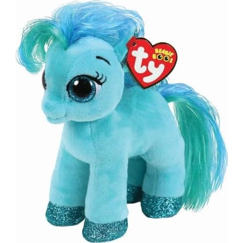 6"15cm TY Big Glitter Eyes Rainbow Pony Plush Stuffed Animal Collectible Blue Horse Doll Toy Christmas Birthday Gift