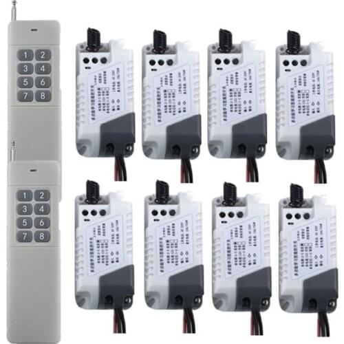 AC 220V 10A RF Wireless Remote Control Switch System teleswitch 2 transmitter & 8 receiver relay Receiver