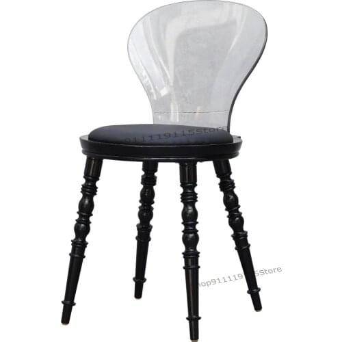 Acrylic Crystal Chair Transparent Plastic Dining Chair Devil Ghost Chair Nordic Stool Pu Cushion Net Red Makeup Chair