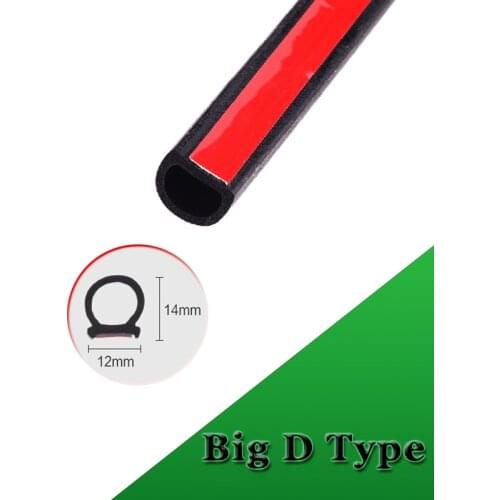 Big D Type Auto Door Rubber Seal Strip 1M Car Sealer Trunk Edge Seal Strips Sealing Adhesive Stickers Soundproofing Weatherstrip