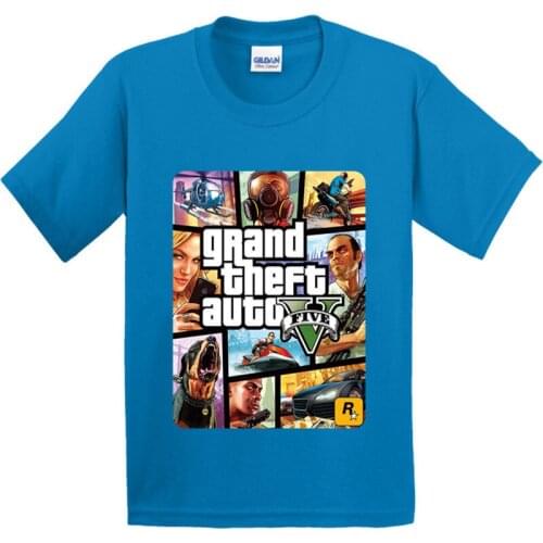 Kids Game GTA5 Printed Design 100% Cotton T Shirt Boys/Girls Short Sleeve Tops Children Cute T-Shirt,GKT005