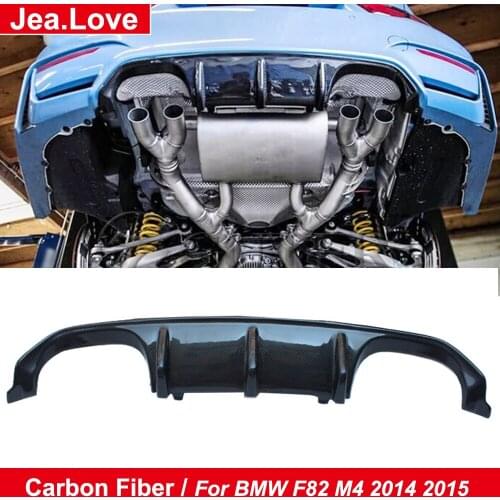MP Style Real Carbon Fiber Car Rear Lip Bumper Diffuser Four-outs Body Modification Kit Part For BMW F82 M4 2014 2015