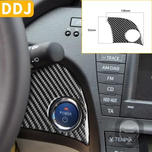 For Toyota Prius XW30 ZVW30 ZVW35 2009-2015 Carbon Fiber Stickers Car Ignition Button Frame Panel Engine Start Switch Sticker