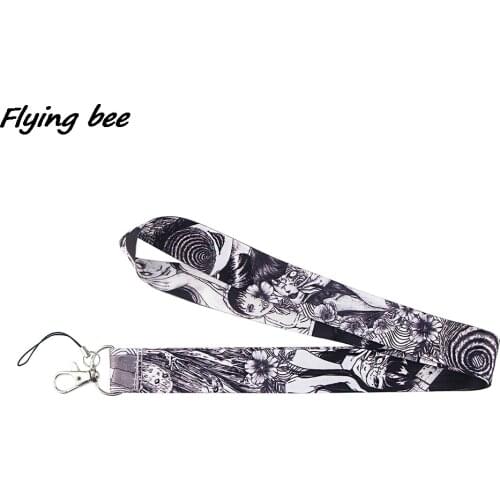 Flyingbee Horror Anime Junji Tomie Ito Neck Strap Lanyards ID Badge Card Holder Keychain Phone Strap Webbing Necklace Gift X1125