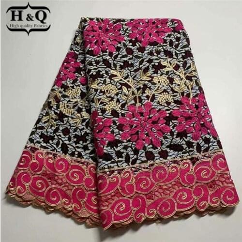H&Q 2021 Newest African Batik Tissue Cloth Lace Wax Brocade Printed Fabrics Guipure Ankara Lace Materials 6 Yards Sewing H0638