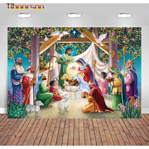 Christian Baby Jesus Baige Tree Background High Quality Computer Print Newborn Baby Photo Backdrop Photography Backdrops