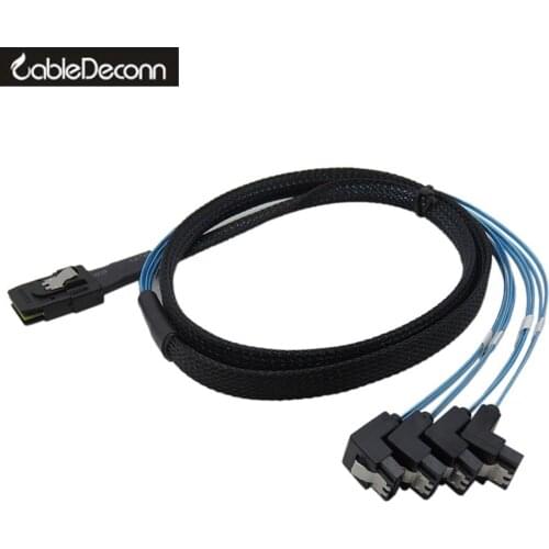 Mini-SAS SFF-8087 to 4 SATA Cable Mini SAS 4i SFF8087 36P To 4 SATA 7P Cable 12Gbps 100cm TK0905 Hight quality