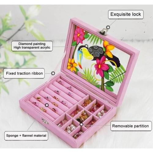 DIY diamond painting jewelry storage box pink butterfly figure rhinestone diamond mosaic diamond embroidery tool set ladies gift
