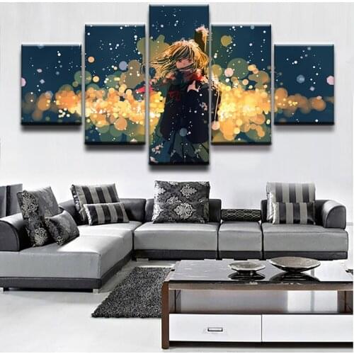 5 Pieces Wall Art Canvas Painting Animation Poster Modern Decoration Living Room Bedroom Pictures Modular For Home Framework