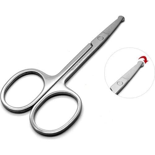 Beauty Round Head Scissors Makeup Safety Eyebrow Scissors Beauty Makeup Tools Nasal Hair Clips Makeup Eyebrow Scissors 1 PC