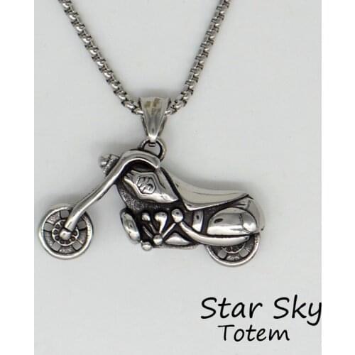 Retro Locomotive Chopper Moto Stainless Steel Pendant Necklace Hippie Rider Hip Hop Fashion Jewelry