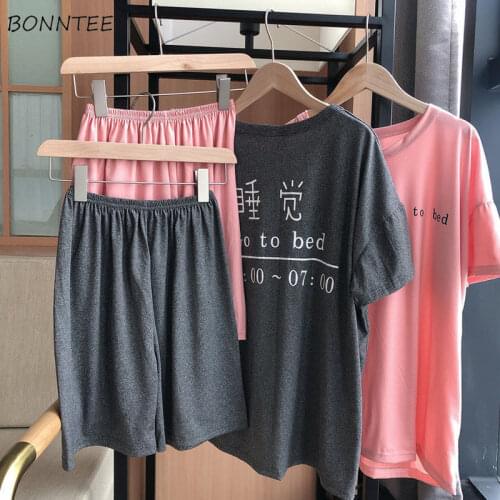 Pajama Sets Women Pejamas Summer 2021 Loungewear BF Popular Soft All-match Lovely Sleepwear Teenager Leisure 2 Pieces Set Letter