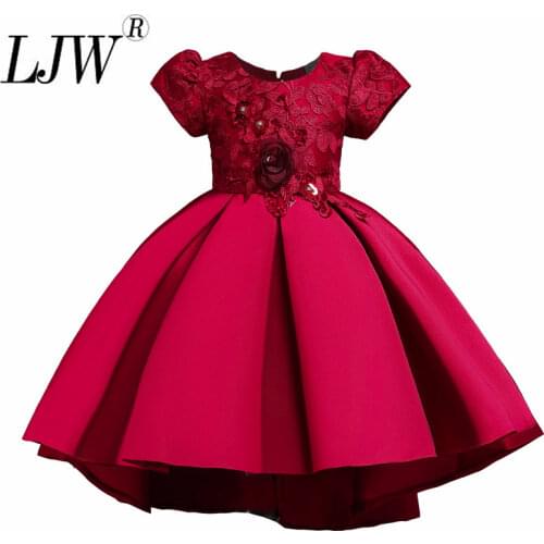 Girls Princess Kids Dresses for Girls Short Sleeve Flower Embroidered Ball Gown Baby Girls Clothes Children Wedding Party Dress