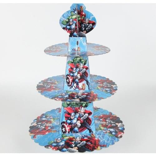The Avengers 3 Tier Cupcake Holder Stand Birthday Cake Decoration America Iron Man Hulk Spiderman Superhero Dessert Display