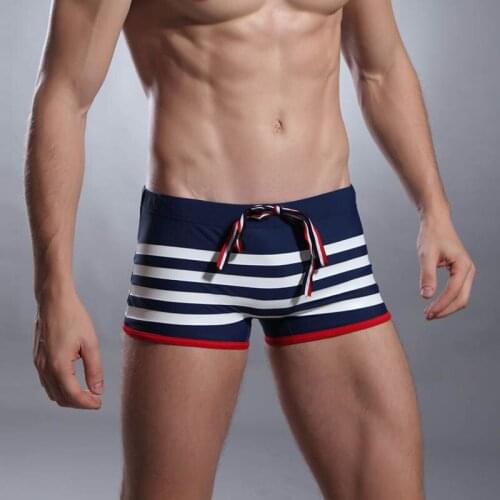 Striped Mens Swimming Trunks Summer Shorts Men Sexy Swimsuit Beach Wear Cargo Shorts Board Bathing Suit Swim Briefs Short Homme