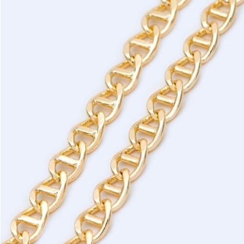Gold plated Brass Oval Chain, 4mm, Jewelry Necklace Chain, Bulk Chain (#LK-352)/ 1 Meter=3.3 ft