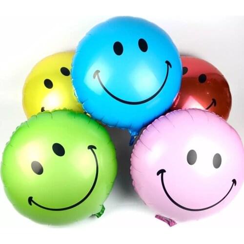 10pcs/lot Baby shower Smiling face balloons foil Balloons Happy Birthday Decorations wedding Market activity decorations