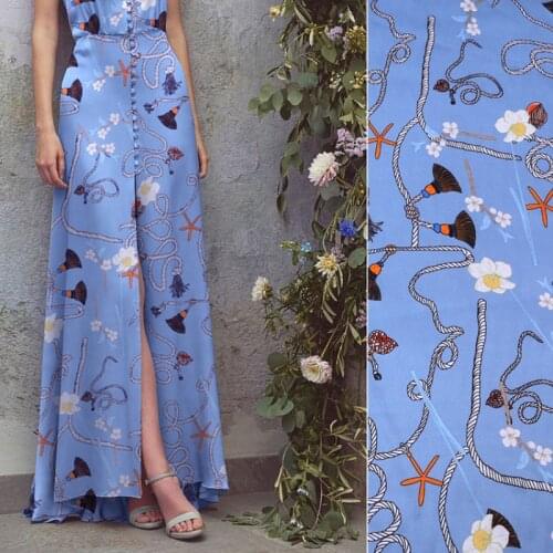 Printed Silk Stretch Satin Fabric Mulberry Smooth Bright Clean Breathable Satin Dress Shirt Sewing Material Fabrics by Meter