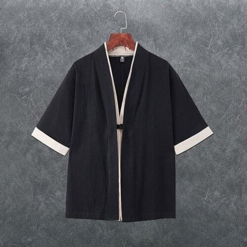 Japanese Kimono Cardigan Men 2019 Spring Asian Clothes Traditional Chinese Clothing For Men Haori Japanese Yukata Kimonos KZ2034