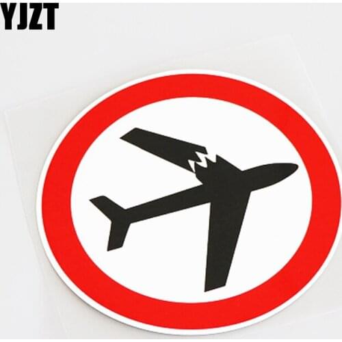 YJZT 12.3CM*12.3CM Fashion Aircraft Warning Mark PVC Car Sticker Decal Decor Graphical 13-1121