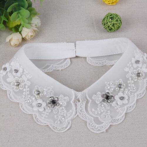 Ladies Women Adult Detachable Shirt Fake Collar Vintage Lace Pearl False Collar Blouse Neckwear Clothing Accessories Wholesale