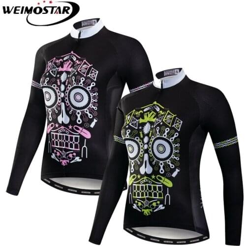 Weimostar Skull Cycling Jersey Womens Autumn Winter Pro Mtb Long Sleeve Ciclismo Bike Ridling Wear Spring Cycling Clothing Tops