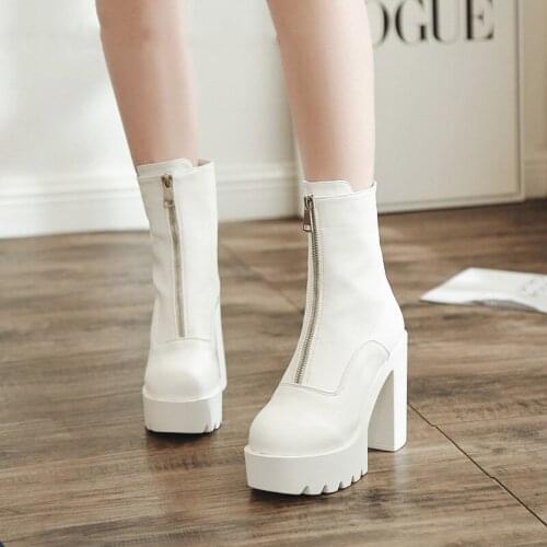 2020 Winter High Heel Chunky Heel Stage Performance Platform Dancing Ankle Boots High Heel Women Boots