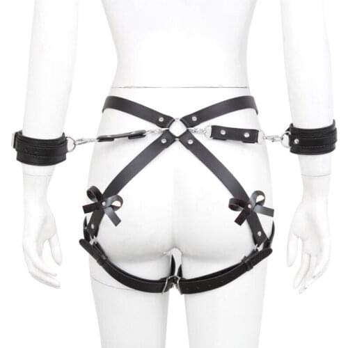 Female PU Leather Bow Garter Belt Suspenders Erotic Sexy Thigh Belt Underwear For Women Leg Straps Garters BDSM Bondage Harness