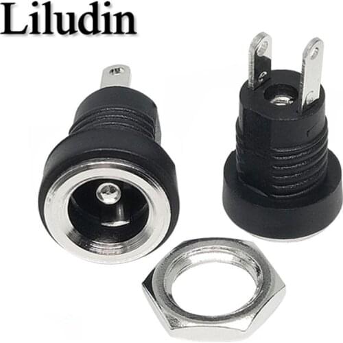 10PCS 5A 30V For DC Power Supply Jack Socket Female Panel Mount Connector 5.5mm 2.1mm Plug Adapter 2 Terminal Types 5.5x2.1