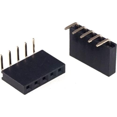 1000pcs 1x5 P 5 Pin 2.54 Pin Female Pin Header Right Angle Single row Through Hole Insulator height 8.50mm Rohs