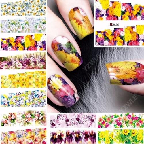 12 PACK/ LOT WATER DECAL NAIL ART NAIL STICKER SLIDER FULL COVER SUN FLOWER GROUP DAISY A049-060