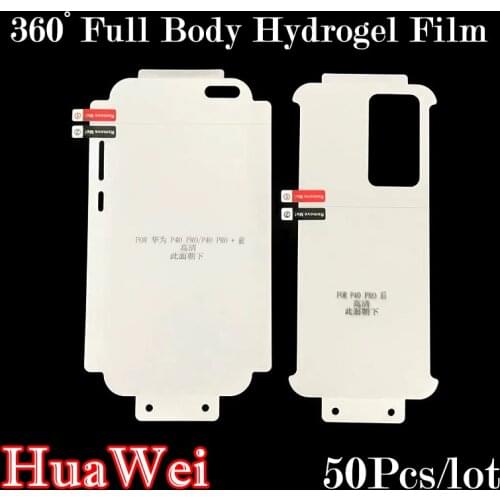 50pcs Wholesale 360 Full Body Coverage Hydrogel Film for Huawei series P30 P40Pro Plus Mate30/40 Nova HD Film Screen Protector