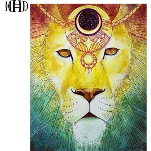 Diy Diamond Embroidery Lion Full & Round Diamond Painting Rhinestone Marseille Diamond Cross Stitch Crystal Decoration Draw Lion