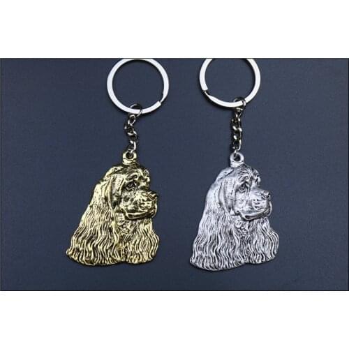 Cocker Spaniel Keychain Popular Metal animal dog Key Chain Embossed golden colors New Fashion Creative