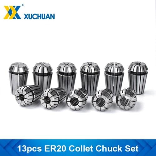 Collet Chuck Set 13pcs ER20 AA Standard Spring Collet Clamp CNC Router Milling Chuck Collet for Milling Lathe Tools Holder