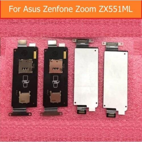 Sim card reader socket holder flex cable For Asus zenfone Zoom ZX551ML ZX550ML 5.5" Sim slot tray board replacement parts