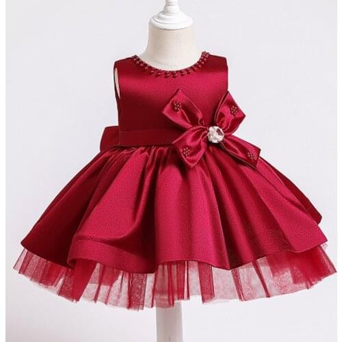 Toddler Dress For Baby Girl 1st Year Birthday Flower Dress Infant Bow Wedding Party Princess Dress Kids Christmas Newborn Clothe