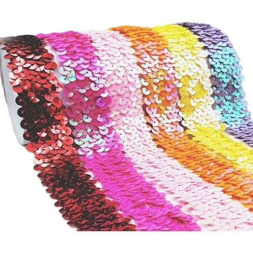 3CM elastic sequins lace weaving beads elastic band dance dress curtain accessories handmade DIY