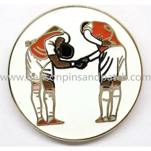 Customized high quality metal Hard enamel for sport handshake lapel pin badge