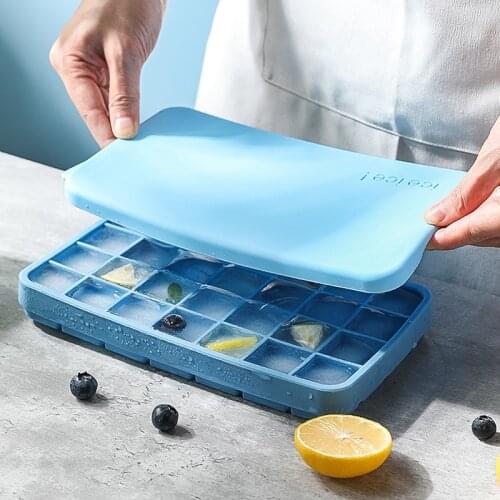 Rectangle Refrigerator Easy Demoulding Ice Cube Mold Box Food Grade Silicone Ice Maker With Lid Creative DIY Homemade Popsicle